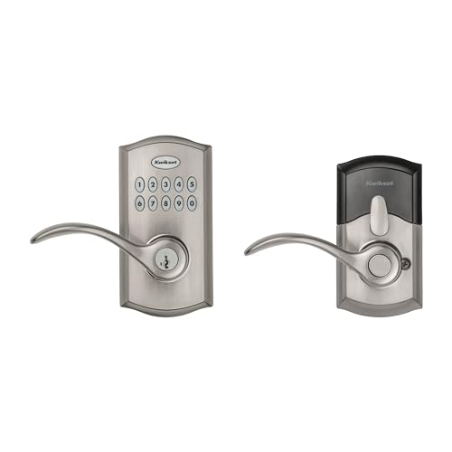 Kwikset SmartCode 955 Pembroke Light Commercial 10-Button Keypad Electronic Lever, Convenient Keyless Entry, 3-Year Battery Life and High Traffic Durability in Satin Nickel
