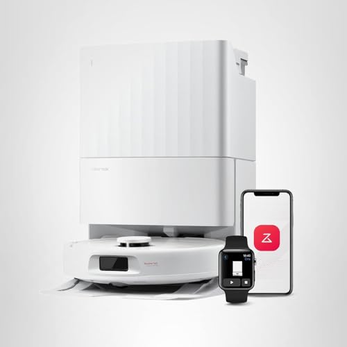 roborock Qrevo Series Robot Vacuum and Mop, 8000Pa Suction, Upgraded from Qrevo S, Anti-Tangle Brush, Smart Obstacle Avoidance, Auto Mop Washing, All-in-One Dock, 200RPM Spinning Mops, White(QV 35A)