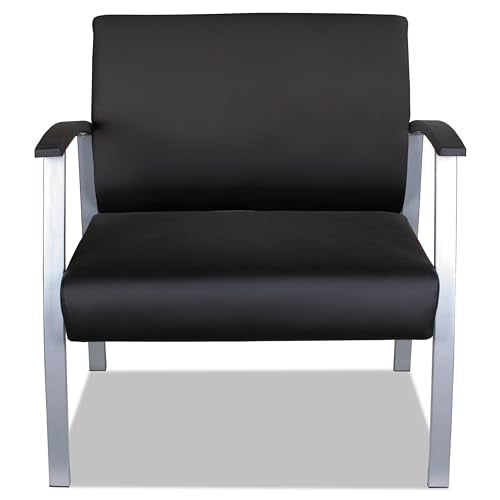 Alera metalounge Series bariatric Guest Chair, 30.51" x 26.96" x 33.46", Black seat, Black Back, Silver Base