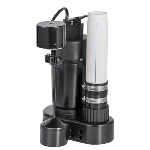 VEVOR Utility Sump Pump, 1/2 HP, 120-Volt, 3500 GPH Flow, 28 ft Head, Under-Sink System with 6 Gallon Basin, Automatic Utility/Laundry Pump, Drain Pump with 1-1/2" NPT Outlet, Black