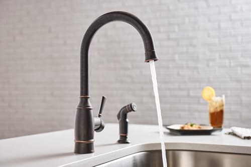 Moen Noell Mediterranean Bronze Single-Handle Kitchen Faucet with Side Sprayer, 87506BRB