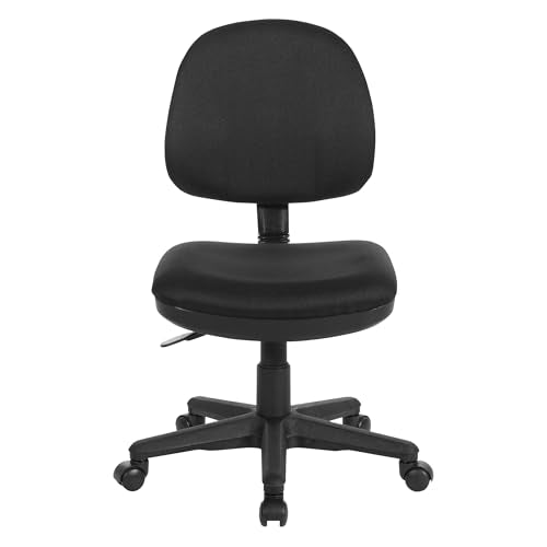 Office Star Pneumatic Sculptured Office Task Chair with Thick Padded Seat and Built-in Lumbar Support, Black