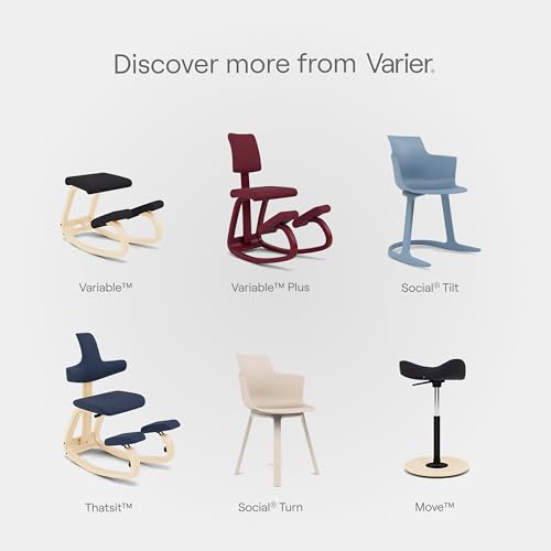Varier Variable Black/Black Ergonomic Office Kneeling Chair for Desk – Back Pain Relief, Rocking Seat for Home, Study & Posture Support – 10 Year Quality Guarantee