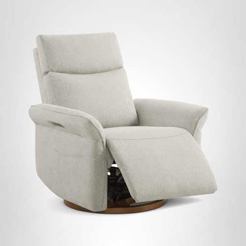 CHITA Power Recliner Chair, Electric Triple-Motor Swivel Glider Nursery Rocking Chair with Adjustable Power Headrest and Lumbar Support, GREENGARD Gold Certified, Solid Wood Base, Crockery Grey