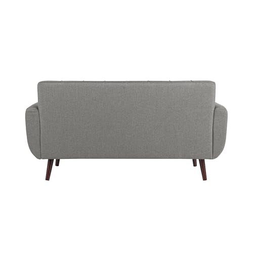 Serta® David 61.2" Modern Sofa, Tufted Back Cushion, Rounded Arms, Solid Wood Legs, Dream Coil® Comfort, Woven Polyester Fabric, Gray