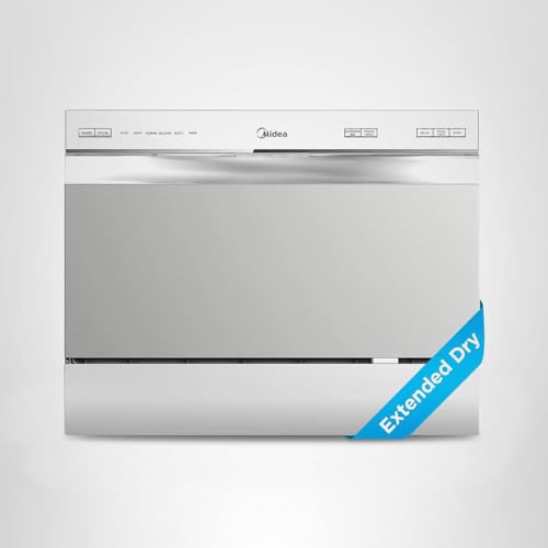 Midea MDC22P2ASS Countertop Dishwasher, 6 Place Settings & 6+2 Washing Cycles Portable Dishwashers, Energy Star Dish Washer for Dorm, RV & Apartment, Silver