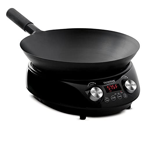 Nuwave Pro Chef Induction Cooktop, Commercial-Grade, Portable, Powerful 1800W, Large 8” Heating Coil & Mosaic Induction Wok, Precise Temp Controls from 100°F to 575°F in 5°F