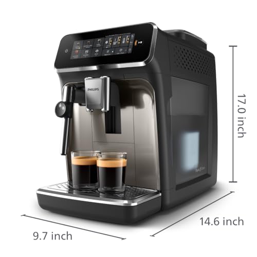 Philips 2300 Series Fully Automatic Espresso Machine with LatteGo milk system and integrated grinder, 4 Coffee Pre-Sets & Hot Water, 40% Quieter SilentBrew, 15-Bar Pressure, Matte Black (EP2330/10)