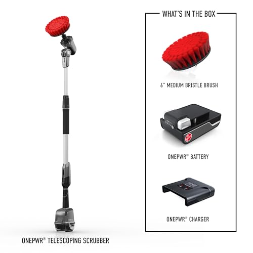 Hoover ONEPWR Telescoping Scrubber, Electric Spin Scrubber for Cleaning, Pivoting Brush Head, 4+ Feet of Reach, Water Resistant Power Cleaning Brush for Home and Outdoors