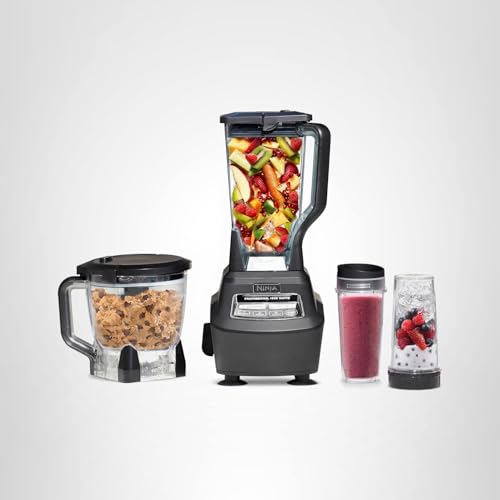 Ninja Kitchen System | All-in-One Food Processor & Blender for Smoothies | Includes Pitcher, (2) 16 oz. To-Go Cups & 8-Cup Bowl | Makes Salsa, Dough, Shakes, & Frozen Drinks | 1500W | Black | BL770