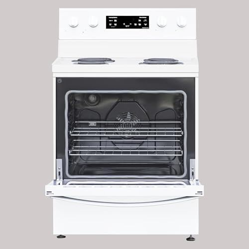 Kenmore 30” Electric Range with 5.0 cu. ft. Oven, Coil Cooktop, LED Touch Controls, Dual Oven Racks, Storage Drawer, Stainless Steel Electric Stove with 4 Coil Burners