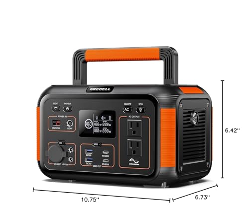 GRECELL 500W Portable Power Station 444Wh Solar Generator with 110V Pure Sine Wave AC Outlet/PD60W, 1000W Peak power station for Camping Trip RV Outdoor Home Emergency Backup & Solar Powered