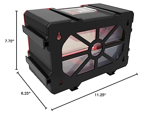 Performance Tool W5910 2-Drawer Interlocking Bin Design with Transparent Drawers for Tool Storage - Stackable, Wall Mountable - 11.25-Inch W x 6.25-Inch D x 7.75-Inch H
