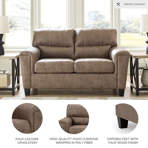 Signature Design by Ashley Navi Modern Loveseat with Removable Cushions, Dark Brown