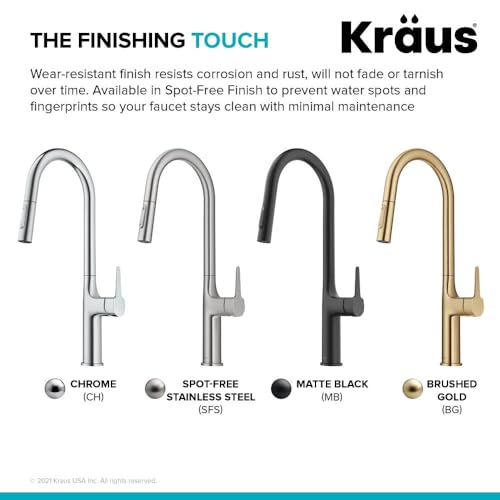 KRAUS Oletto Tall Modern Pull-Down Single Handle Kitchen Faucet in Matte Black, KPF-3101MB