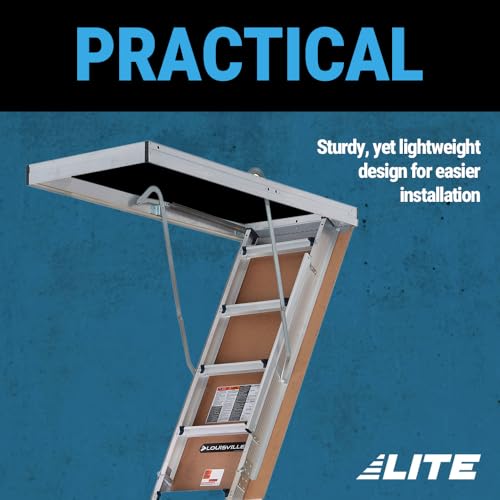 LITE 10-foot Aluminium Attic Ladder 54"W x 22.5"H (Rough Opening), 375-Pound Load Capacity, Type IAA, AA2211