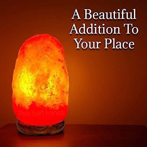 Kirit Gemstones Himalayan Rock Salt Lamp with Wooden Base Crystal Himalayan Salt Lamp Original for Positive Energy Household Bedroom Hall Table