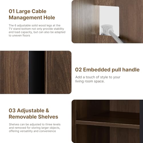 KISLOT 31.5" Sideboard Buffet Cabinet with Storage Modular Accent Display Kitchen Storage Cabinet Wood Coffee Bar Console for Living Room, Hallway, Kitchen, Dining Room,Walnut
