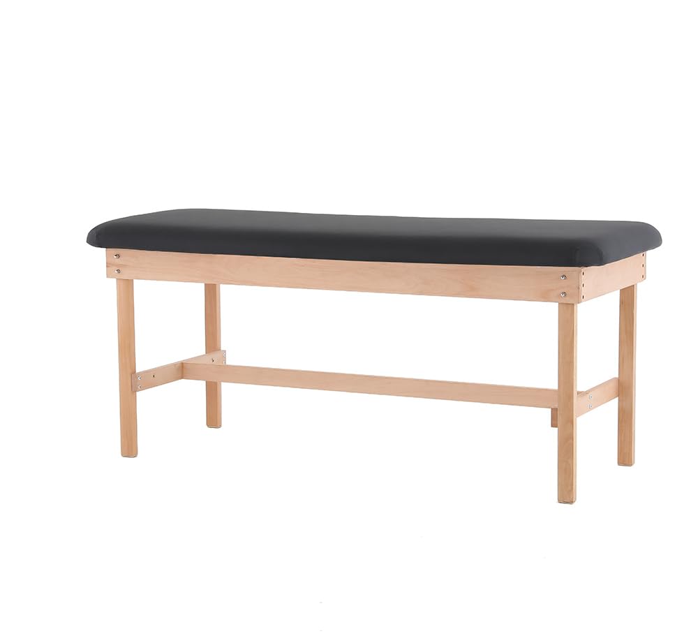 Carenovo 72" Medical Examination Table, Wooden Frame with Navy Cushion, Treatment Bench for Massage and Physical Therapy (Black)