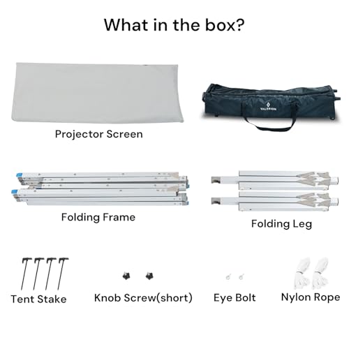 Valerion 150" Outdoor Projector Screen with Stand – 3-Min Setup, Wheeled Carry Bag, 4K/8K UHD Support, Freestanding, Portable Alloy Frame, 16:9 HD, Lightweight for Camping, Backyard, Home Theater