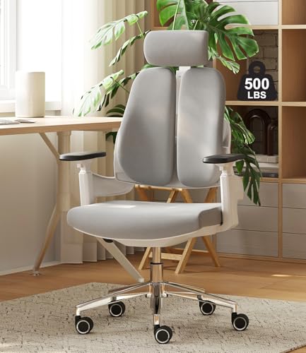 Livegift Ergonomic Gaming Chair with Dual Backrest Office Chair for Back Support, 500LB Heavy Duty Computer Desk Chair, Adjustable Lumbar Support,Home Office Chair for Gamers and Programmers