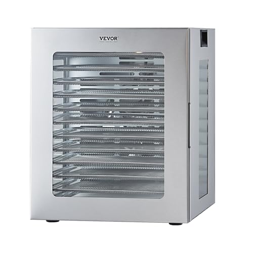 VEVOR Food Dehydrator, 12 Stainless Steel Trays Dehydrators Machine, 850W Food Dryer with Adjustable Temp & 24-Hour Timer, Dehydrator for Food and Jerky, Meat, Fruit, Vegetables, Herbs, Dog Treats