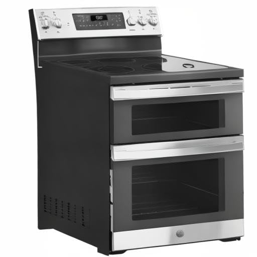 GE 30 in. Freestanding Electric Double Oven Convection Range with Self-Clean and No-Preheat Air Fry – Slate (JBS86EPES)