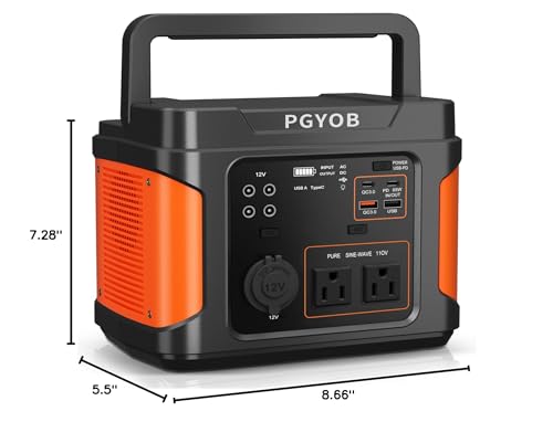 PGYOB 400W Portable Power Station, 296Wh Outdoor Solar Generator Backup Ternary Battery Pure Sine Wave Power Pack with AC/DC Outlet, PD 65W USB-C Outlet for Home, Camping, RV, Blackout, CPAP