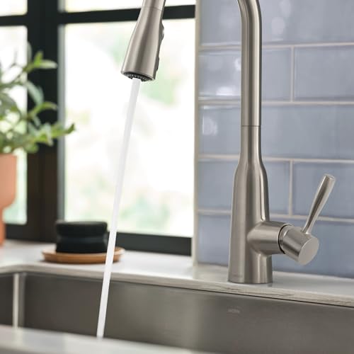 Moen Orivesi Stainless Pulldown Kitchen Faucet with Power Boost, Transitional Kitchen Faucet, One-Handle Single Hole High Arc, Easy Installation, Spot Resist Finish, 87891SRS