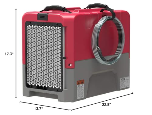 ALORAIR LGR Commercial Dehumidifier with Pump Drain Hose, 180 Pint Large Capacity Crawl Space Dehumidifier for Water Damage Restoration, Basements Warehouse & Job Sites, 5 Years Limited Warranty, Red