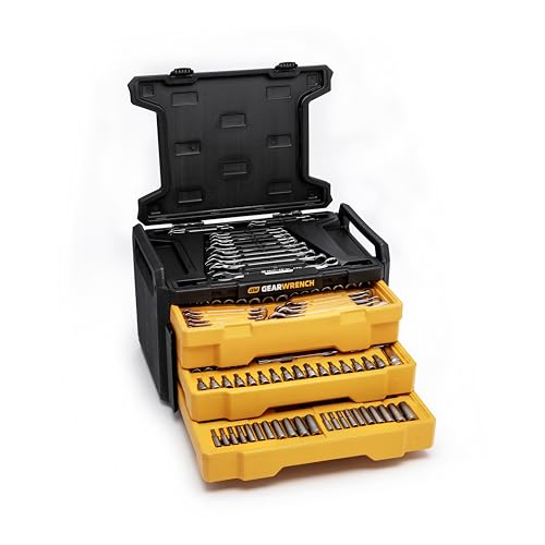 GEARWRENCH Mechanics Tool Set in 3 Drawer Storage Box, 232 Pc, 1/4 in and 3/8 in Drive, Metric/SAE | GW72LLCBMTS