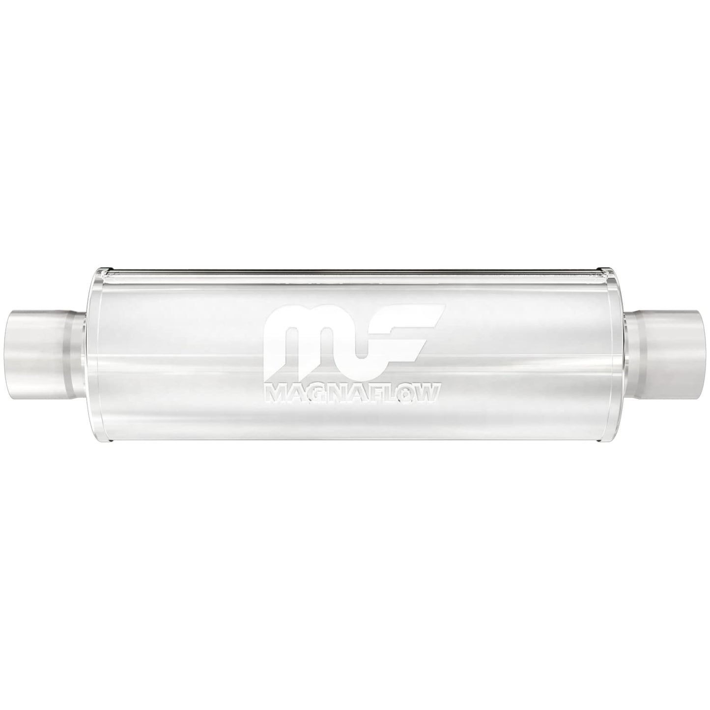 MagnaFlow Performance Exhaust Muffler 14419: 3"/3" Inlet/Outlet, 4x4x14" Round, Stainless Steel, Brushed Finish