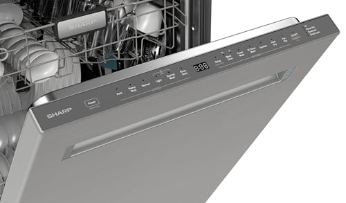 SHARP SDW6767HS Smart Dishwasher Works with Alexa. Includes LED Interior lights, Stainless Steel interior, Heated Dry with Fan Assist, Wash Zone cleans half load on either rack, Adjustable Third Rack