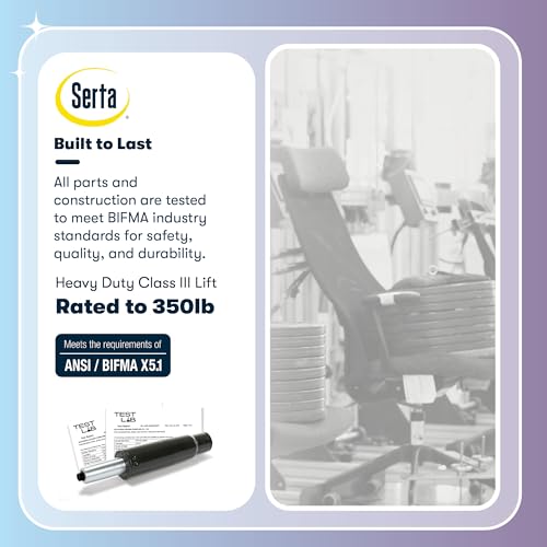 Serta Fairbanks Big and Tall Executive Office Chair - Ergonomic High Back Computer Desk Chair with Lumbar Support, Memory Foam Seat Cushion, Padded Armrests, Bonded Leather, 350 lb Capacity - Black