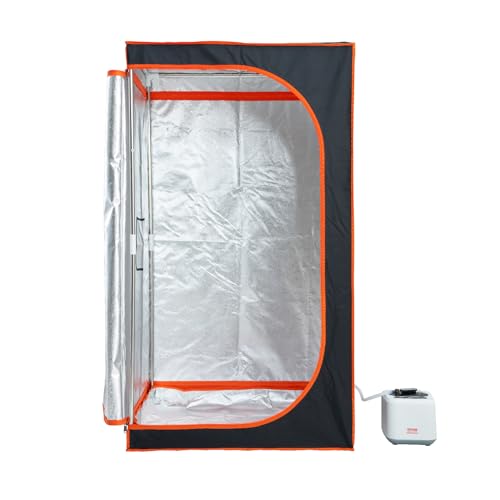 VEVOR Portable Steam Sauna Tent Full Size, 1000W Personal Sauna Kit for Home Spa, Detoxify & Soothing Heated Body Therapy, Time & Temperature Remote Control with Floor Mat