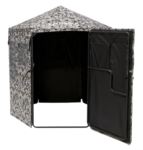 Hawk Warrior Hunting Durable 72'' L X 78'' T No-Tool Assembly Camo Concealing Ground Panel Blind with Silent Magnetic Closures & Multiple Windows