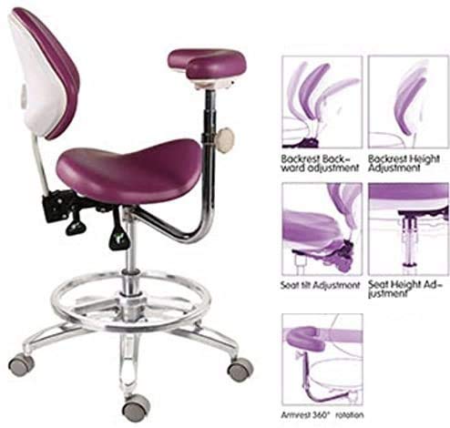 BoNew Dental Deluxe Mobile Saddle Chair PU Leather Assistant Doctor Stools Black