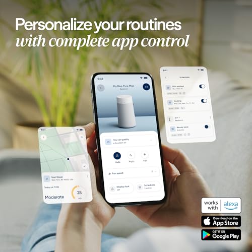 BLUEAIR Air Purifiers for Bedroom, HEPASilent Air Purifiers for Home, Air Purifiers for Pets Allergies Air Cleaner, Smart Air Purifier, Small Room Air Purifier, Virus Air Purifier, Blue Pure 411i Max
