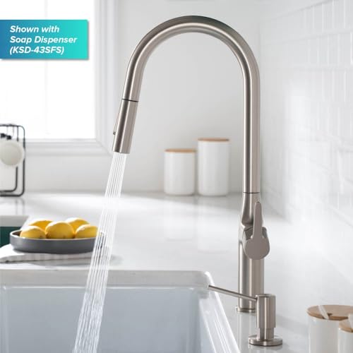 KRAUS Oletto Tall Modern Pull-Down Single Handle Kitchen Faucet in Spot Free Stainless Steel, KPF-3101SFS