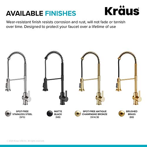 KRAUS Britt 2nd Gen Commercial Style Pull-Down Single Handle Kitchen Faucet in Spot Free Antique Champagne Bronze, KPF-1691SFACB