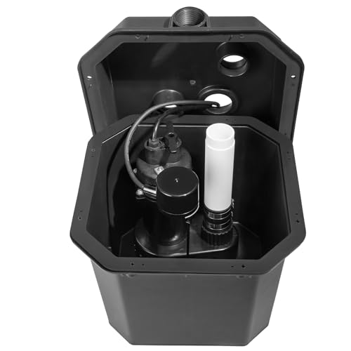 VEVOR Utility Sump Pump, 1/2 HP, 120-Volt, 3500 GPH Flow, 28 ft Head, Under-Sink System with 6 Gallon Basin, Automatic Utility/Laundry Pump, Drain Pump with 1-1/2" NPT Outlet, Black
