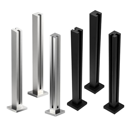 Cvter Glass Railing Post, No-Punch Heavy-Duty Glass Railing with Spigot Slots & Base, 304 Stainless Steel Clamp Bracket for Deck Balusters, Balcony, Patio, Stairs, Silver 24in Mid Post