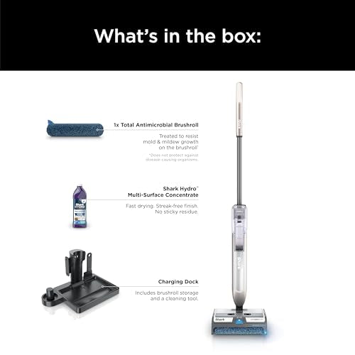 Shark HydroDuo with Dirt-Reveal Technology, Cordless, Everyday Hard Floor Cleaning System, Wet & Dry Debris Pickup, Mops & Scrubs All at Once, Hardwood, Tile, Laminate & Stone, Stone Metallic, WW201