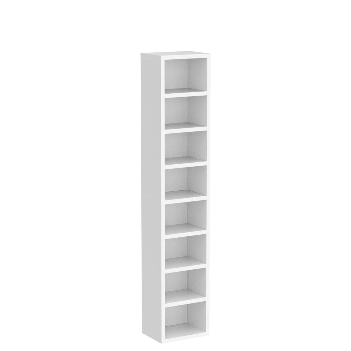 IOTXY Small Narrow Corner Bookcase - 71 Inches Tall Gap Freestanding Storage Cabinet, 8 Lattices Open Shelves Tower Rack, Cubes Bookshelf in White