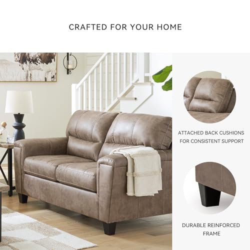 Signature Design by Ashley Navi Modern Loveseat with Removable Cushions, Dark Brown