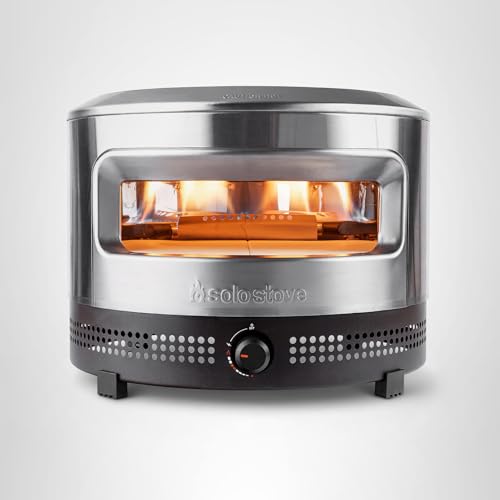 Solo Stove Pi Prime Pizza Oven Outdoor - Gas,Propane - Portable Pizza Oven with Cordierite Stone Cooking Surface - Demi-Dome Design - Wide-Mouthed Opening - Stainless Steel