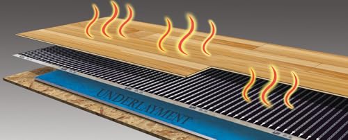 QuietWarmth Float QWARM3x5F240 Radiant Floor Heating Mat for Below Laminate, Wood, Luxury Vinyl Floating Flooring- Cuttable Mat Size 3'x5' 240 Volt (Covers 15sf)