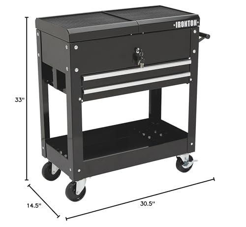 Ironton 28in. 2-Drawer Tool Cart - 30-1/2in.L x 14-1/2in.W x 33in.H, 350-Lb. Capacity