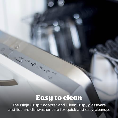 Ninja Crispi 4-in-1 Glass Air Fryer | 450°F | Non-Toxic | 4QT & 6-Cup Glass Containers w/Lids | Microwave, Freezer, Dishwasher Safe | Max Crisp, Air Fry, Bake, Recrisp | Cyberspace Gray, FN101GY