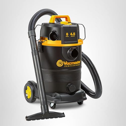 Vacmaster Professional VDK811PW 0201 8 Gallon 4.5 Peak HP Wet/Dry Vac with Self-Cleaning Filter System, 8 Gal, Black